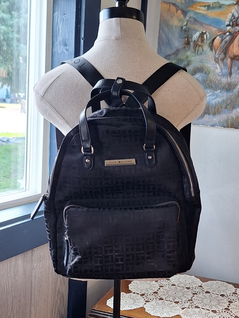 Tommy Hilfiger Monogrammed Jacquard Backpack, RN#77806, NWOT